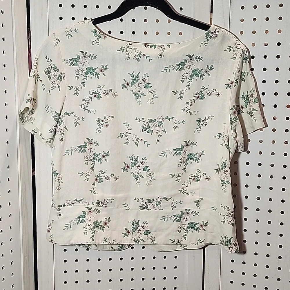 Stonebridge Size 10 100% Linen Off White Button Up Blouse Vintage - Picture 2 of 7